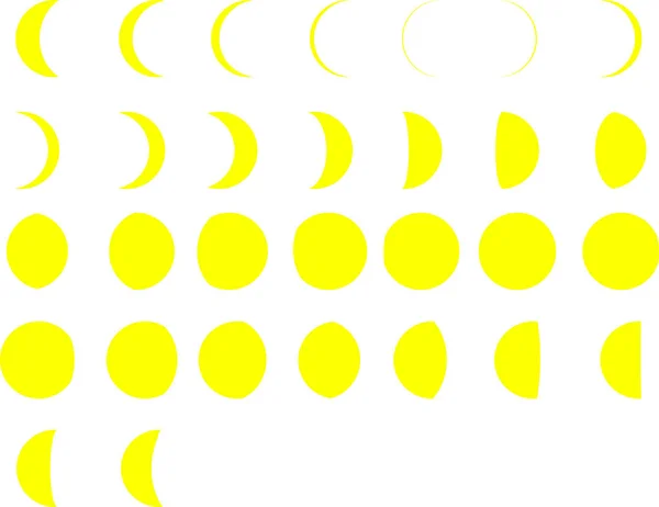 Phases of the simple yellow moon set — стоковый вектор