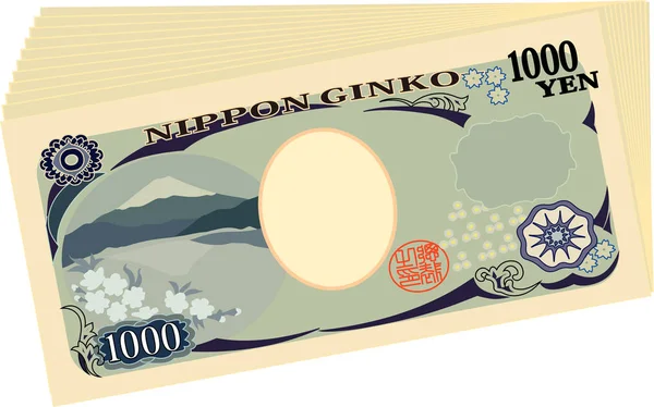 Rückseite des japanischen 1000-Yen-Scheins — Stockvektor