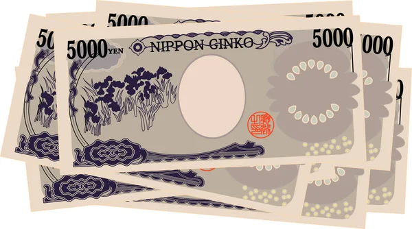 Bande de verso du billet de 5000 yens du Japon — Image vectorielle