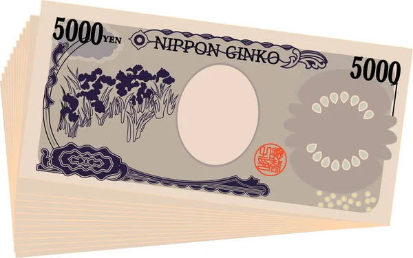 Bunch of Back side of Japan 's 5000 yen note —  Vetores de Stock