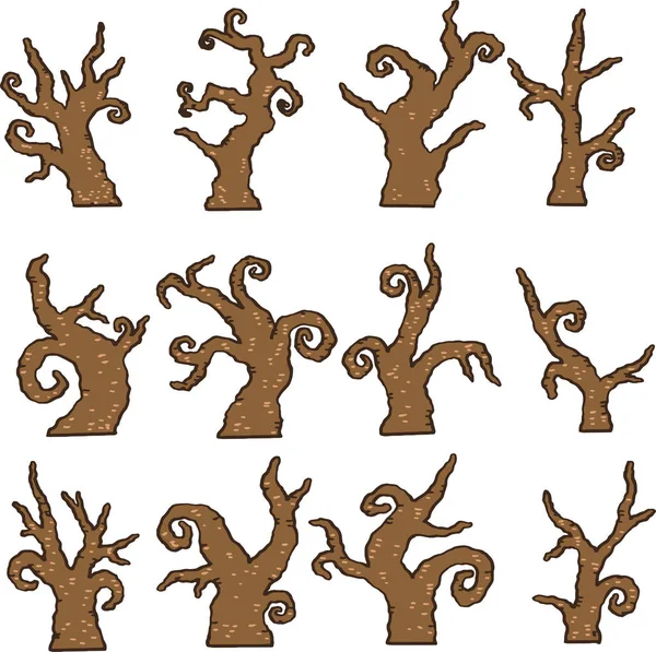 Ilustração do conjunto de árvores de Halloween — Vetor de Stock
