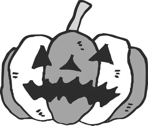 Illustration monochrome de la citrouille d'Halloween — Image vectorielle