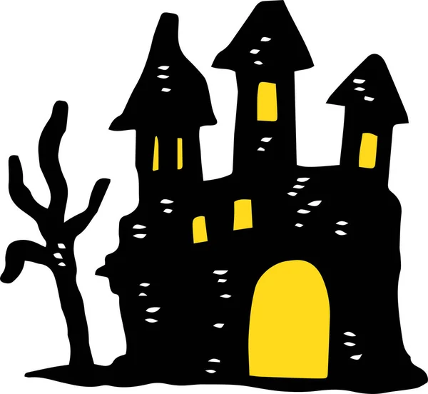 Silueta del castillo de Halloween — Vector de stock