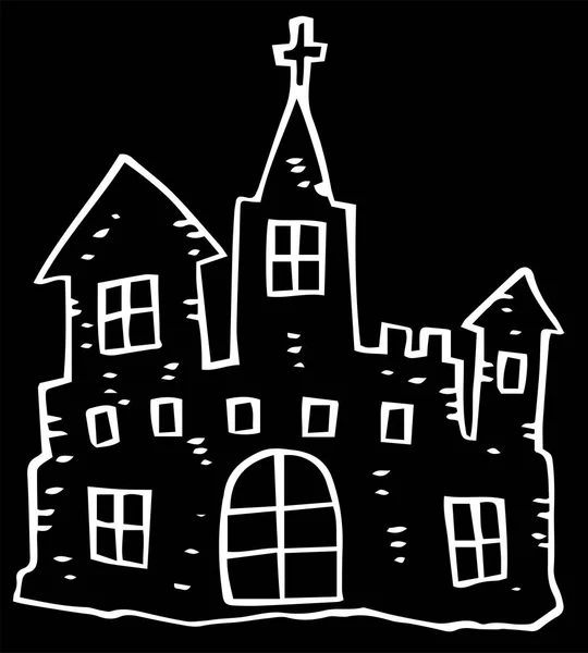 Biała linia rysunek zamku Halloween — Wektor stockowy