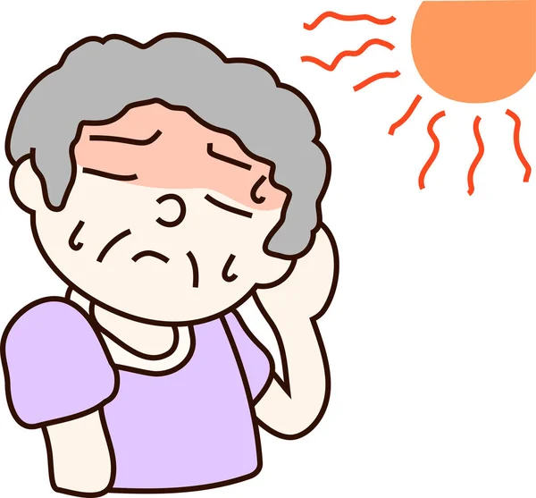 Sommerhitze Schlaganfall Großmutter — Stockvektor