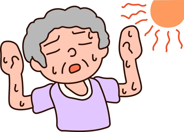 Summer heat stroke grandmother — Stock Vector
