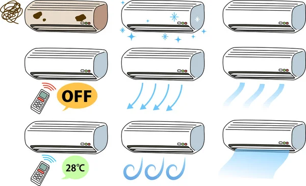 Air conditioner afbeelding instellen — Stockvector