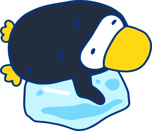 Гарячий літній чорний пінгвін з пітнінням — стоковий вектор