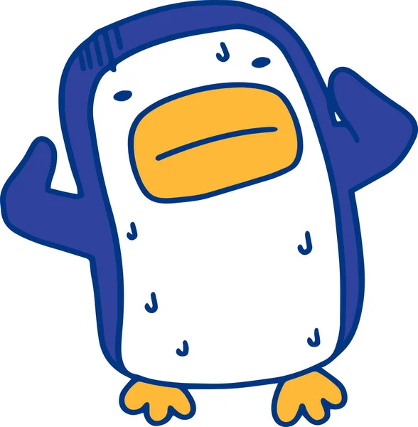Forró nyári kék pingvin az izzadás — Stock Vector