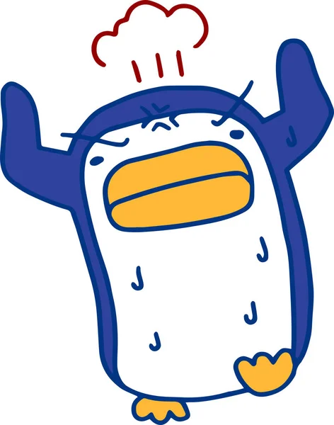 Forró nyári kék pingvin az izzadás — Stock Vector