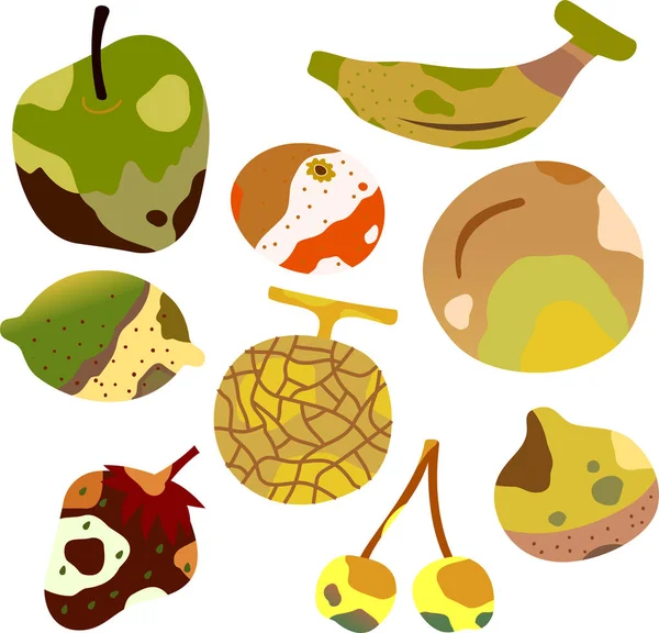 Illustration de fruits pourris — Image vectorielle