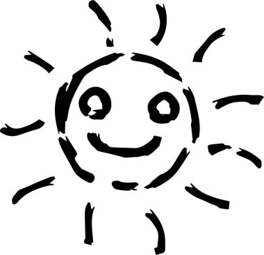 Siyah el boyaması güneş illüstrasyon 