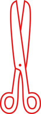 Kırmızı beyaz makas illüstrasyon