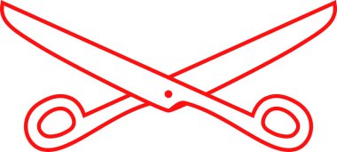 Kırmızı beyaz makas illüstrasyon