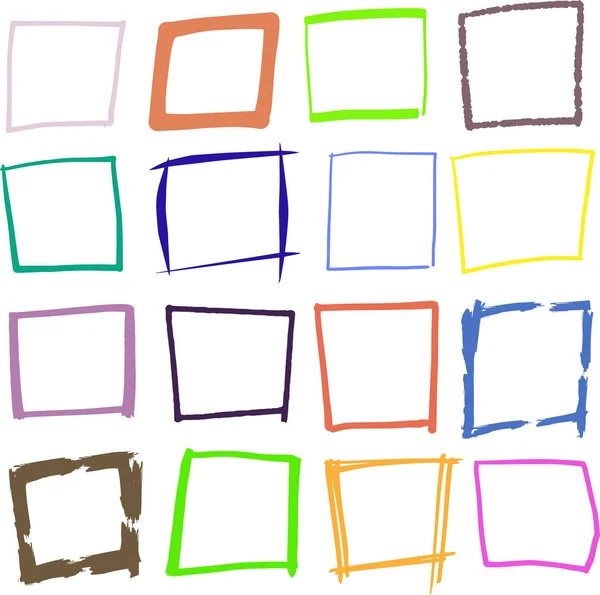 Ensemble rectangle coloré dessiné à la main — Image vectorielle