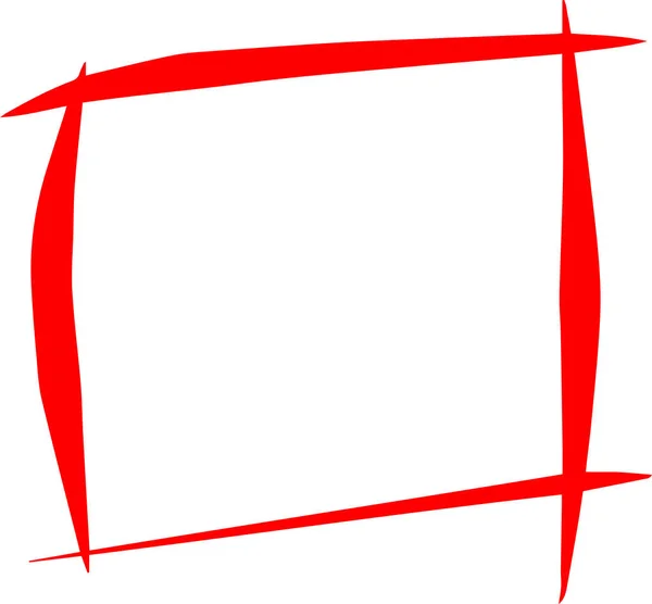 Retângulo vermelho desenhado à mão — Vetor de Stock
