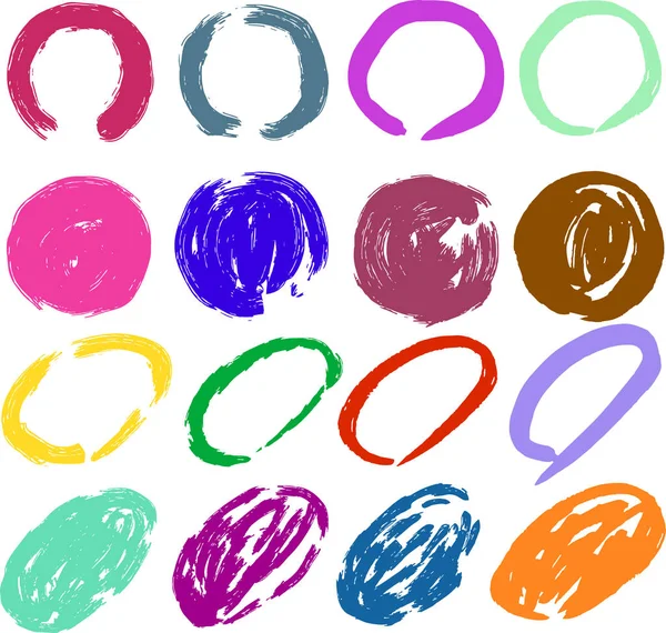 Cercle coloré dessiné avec jeu de brosses — Image vectorielle
