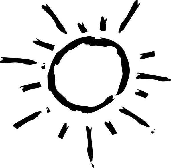 Ilustración de sol pintada a mano negra — Vector de stock