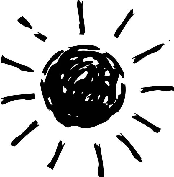 Black Hand-painted sun illustration — Stock Vector