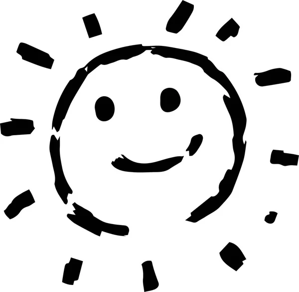 Чорна ручна ілюстрація сонця — стоковий вектор