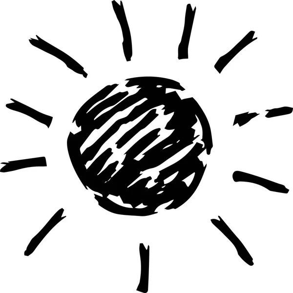 Siyah el boyaması güneş illüstrasyon — Stok Vektör
