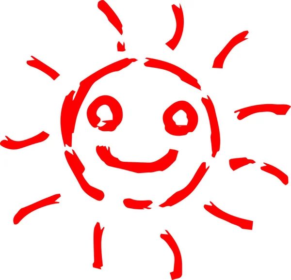 Kırmızı el boyaması güneş illüstrasyon — Stok Vektör