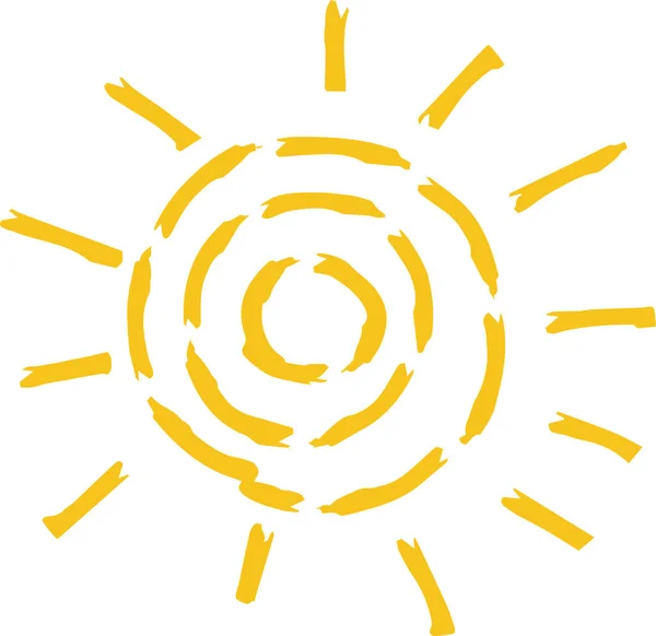 黄色手绘的太阳例证 — 图库矢量图片