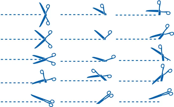 Ciseaux bleus pour ensemble d'illustrations coupantes — Image vectorielle