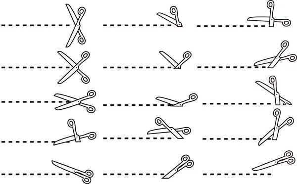 Witte schaar voor cuttifng afbeelding instellen — Stockvector