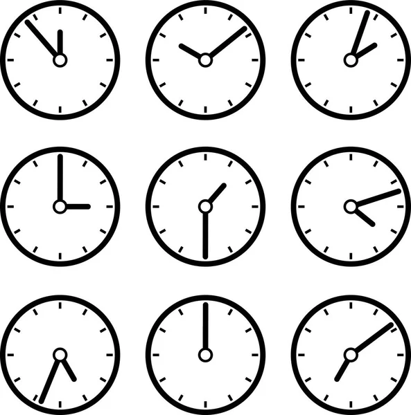 Horloge noire jeu d'illustration — Image vectorielle