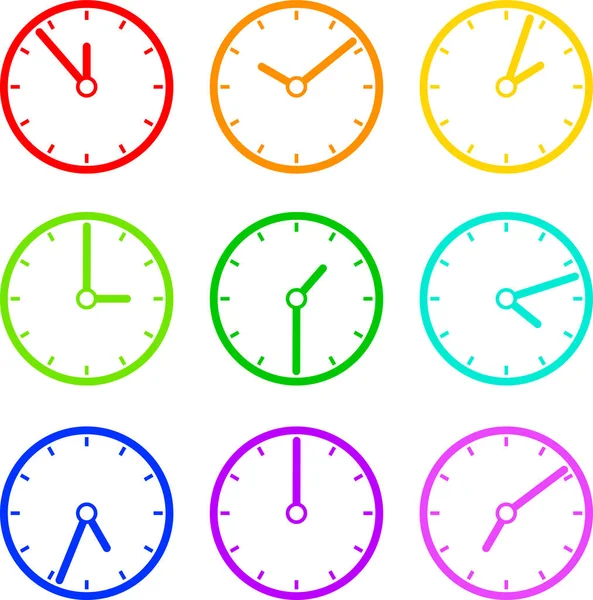 Horloge colorée jeu d'illustration — Image vectorielle