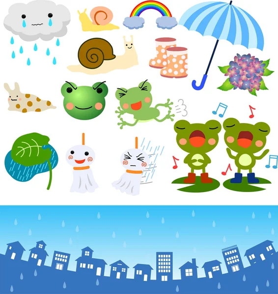 Rainy season illustration set — Stock Vector