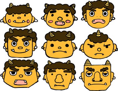 Sevimli sarı Şeytan'ın yüz seti