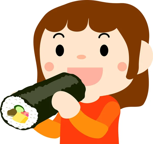 Люди їдять Ehomaki — стоковий вектор