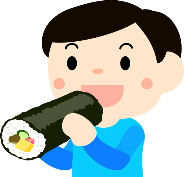 Gente comiendo Ehomaki — Vector de stock