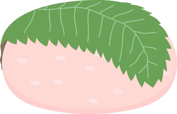 Рисовий торт із квасолею, загорнутий у вишневий лист — стоковий вектор