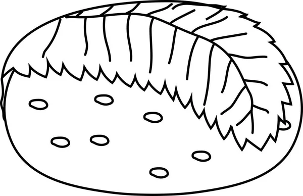豆ペースト餅に包まれた桜葉のアウトライン — ストックベクタ