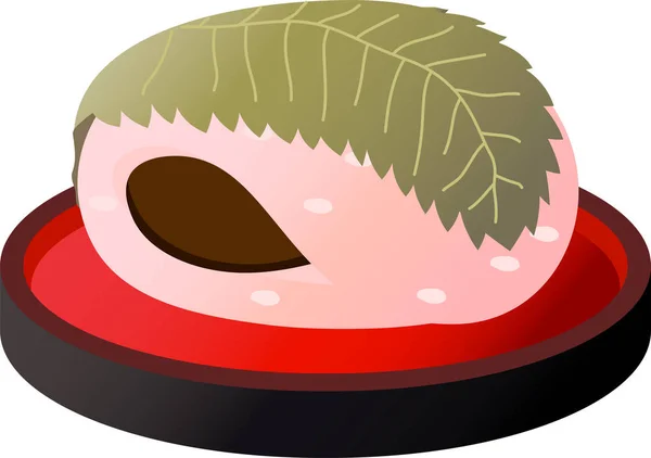 グラデーション豆ペースト餅桜葉包み — ストックベクタ