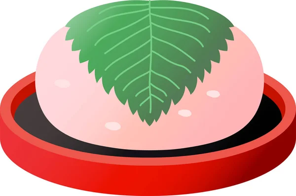 Gradation söt böna pasta Riskaka insvept i ett körsbär blad — Stock vektor