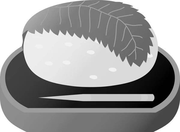 Монохромный рисовый пирог из бобовой пасты, завернутый в вишню — стоковый вектор