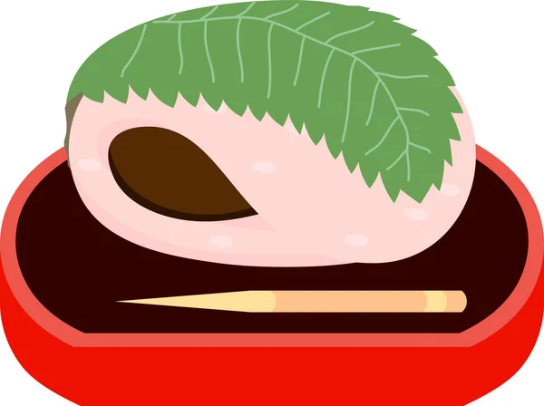豆ペースト餅桜葉包み — ストックベクタ
