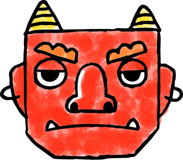 Реалистичный акварельный стиль лица красного демона — стоковый вектор