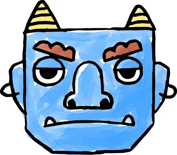 Акварель в стиле синего демона — стоковый вектор