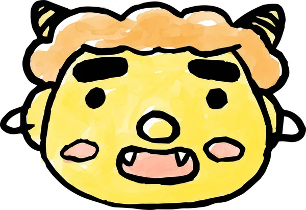 Estilo acuarela cara de demonio amarillo — Vector de stock