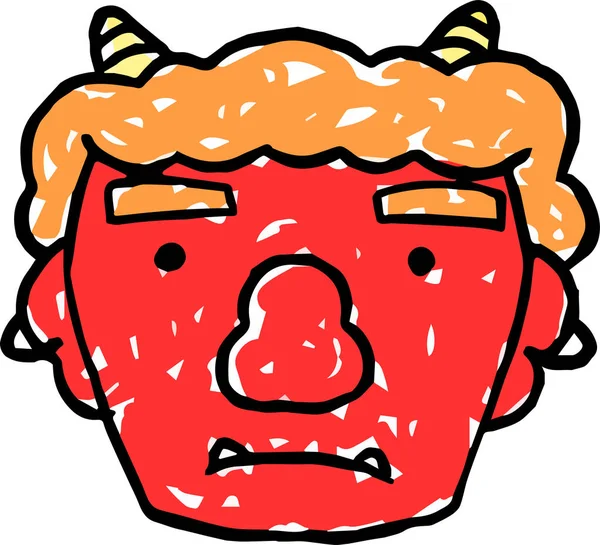 Dibujado a mano linda cara de demonio rojo — Vector de stock