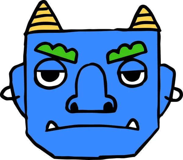 Mignon visage de démon bleu — Image vectorielle
