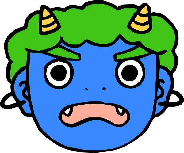 Симпатичное голубое демоническое лицо — стоковый вектор
