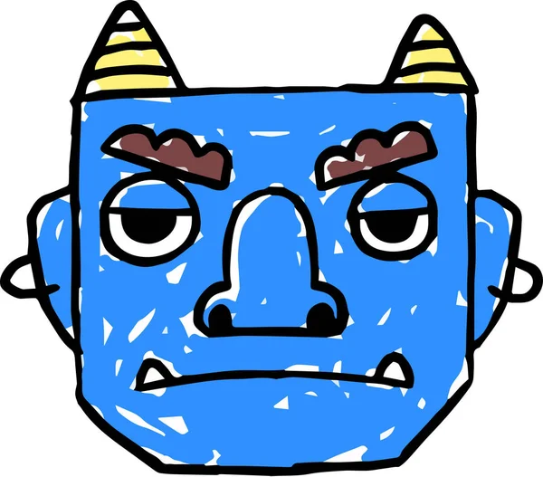 Симпатичное синее лицо демона — стоковый вектор