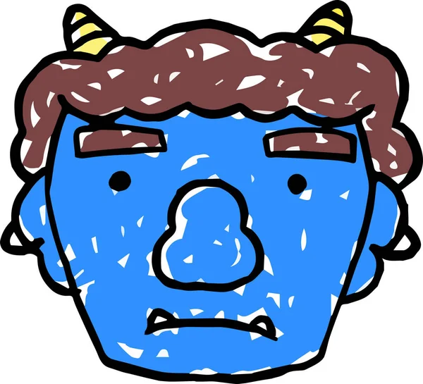 Симпатичное синее лицо демона — стоковый вектор
