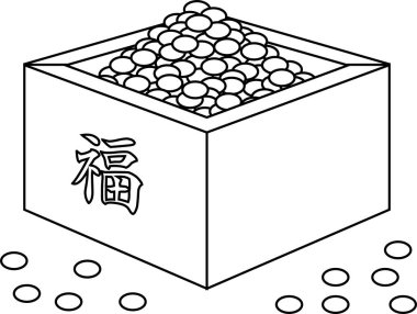Japon Setsubun fasulye kutusunun anahat ölçme içine gitti